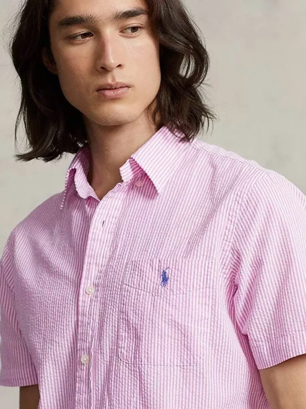 Polo Ralph Lauren Pink Seersucker Button Up Shirt Mens Large